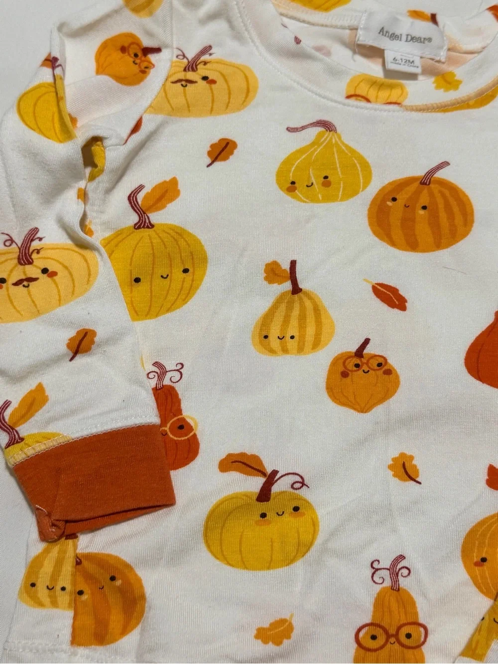 Angel Dear Pumpkin Halloween Fall 2 Pc Set Bamboo Pajamas 6-12 Mo